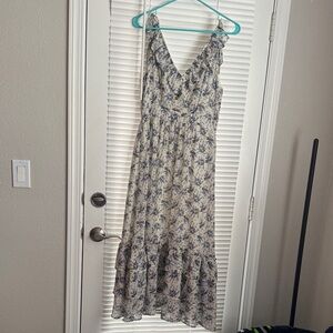 The Impeccable Pig Floral Maxi Dress in Blue and Cream